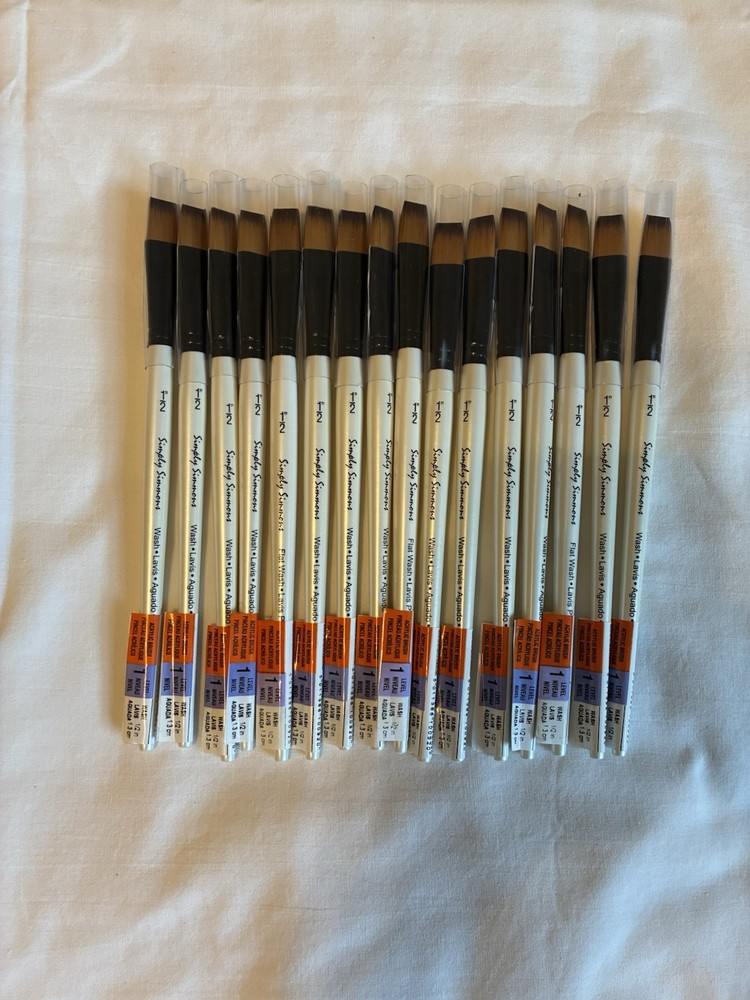 Lot of 16 Simply Simmons Level 1 Acrylic Paint Brushes – Short Handle, Size 1/2”