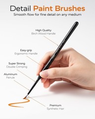 JusArt 10-Piece Detail Paint Brush Set, Miniature Brushes for Black