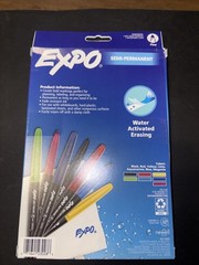 Expo Wet Erase Markers 7ct Semi-Permanent + Microfiber Cloth Water Activated