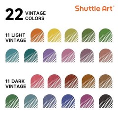 Colored Retractable Gel Pens, 22 Unique Vintage Ink 11 Light + 11 Dark Vintage