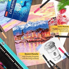 Art Supplies, 150-Pack Deluxe Wooden Art Set Crafts Drawing Painting Kit with 1