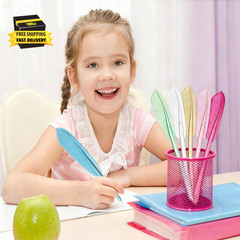 6Pcs/6Colors Novelty Feather Pens – Vintage Funny Feather Gel Pens – Black Ink S