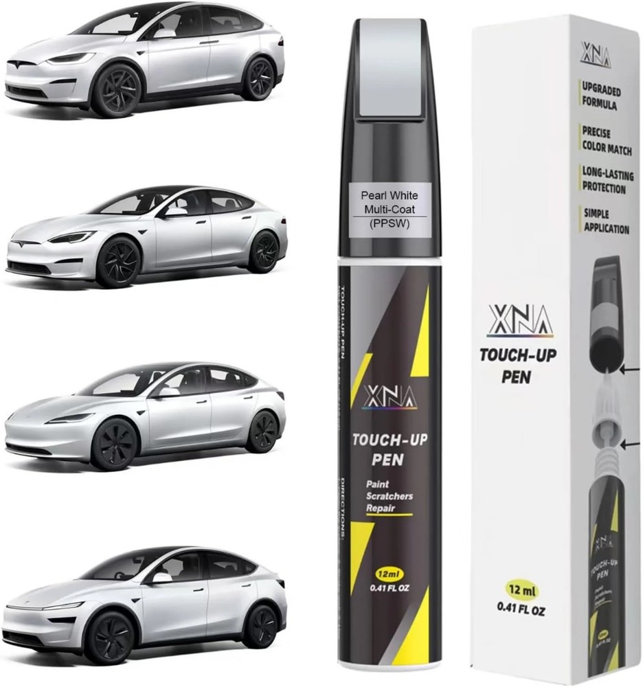 Car Touch Up Paint(Pearl White Multi-Coat(PPSW)) for Tesla Model Y/3/S/X, 2 in 1
