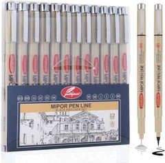 Micro Fineliner Drawing Art Pens 12 Black Fine Line Waterproof Ink Set Artist