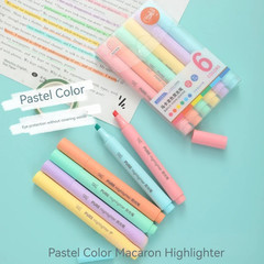 🌈 6Pcs Pastel Highlighter Set Cute Macaron Marker Pens School Office Stationery