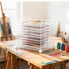 10 Shelf Art Drying Rack, Removable, Wall, Kids Art Organizer, Studio, Tabletop