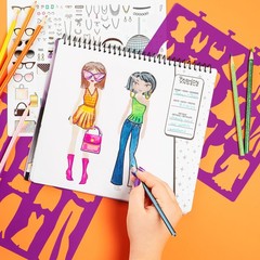 Glam Fashion Sketch Set, Includes Sketch Pad with Stencils & Stickers, Fashio…