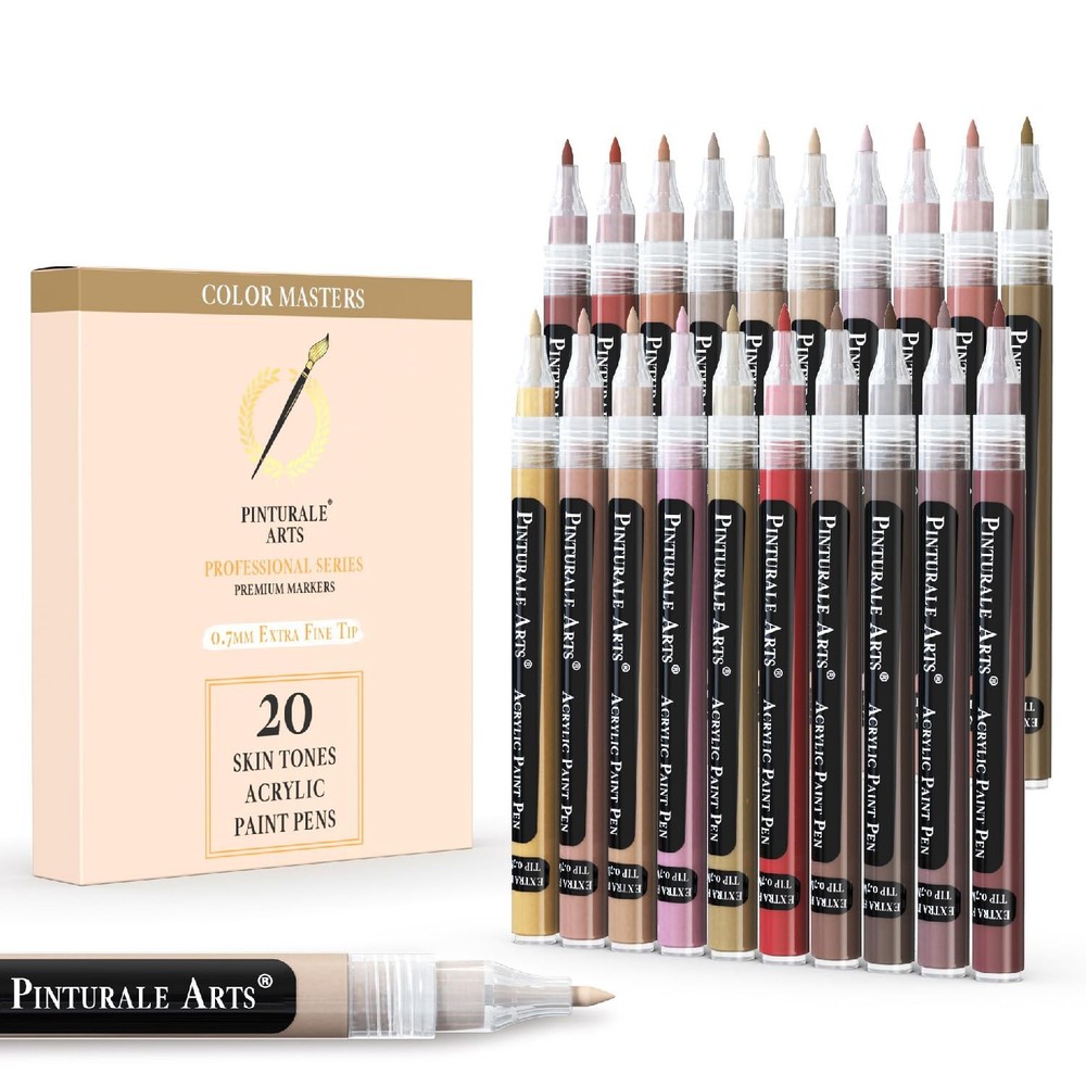 Acrylic Paint Markers Skin Tone Set 20 Fine Tip 0.7mm