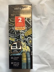 Arteza Acrylic Markers Gold and Silvee Multi-Line Broad Nib – 2 Pack