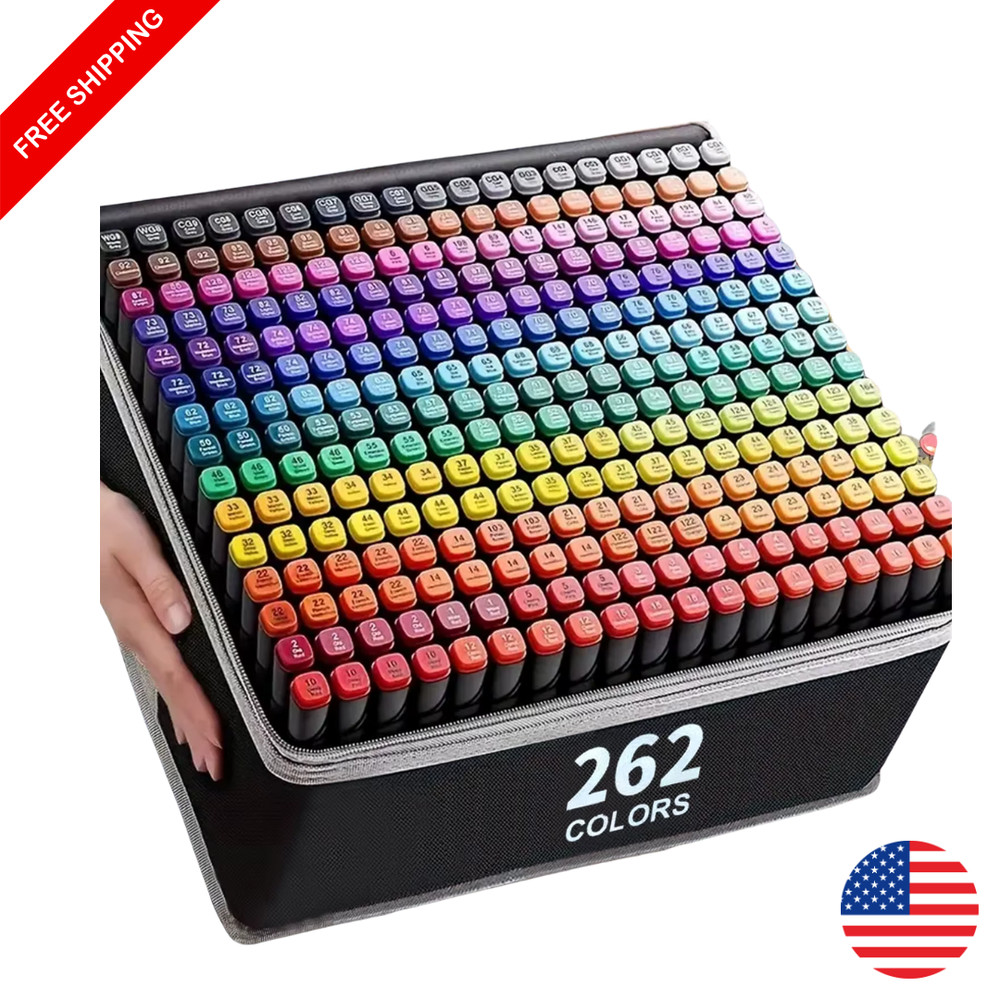 262 Colors Double Tip Permanent Marker Pens Art Drawing Painting Sketching