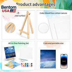 8 Pack 8 * 10In Canvas Boards for Painting, Art Canvas for Drawing with 16 Brush