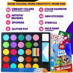 28 Color 28 Face Paint Kit + 160pc accessories, 28