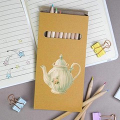 12 x ‘Vintage Floral Teapot’ Long Colour Pencils (PE00097895)