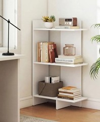 White 3-Tier Wooden Bookshelf, Engineered Board 66LBS Per Shelf Anti-Toppling Ki
