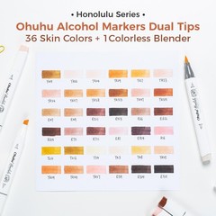 Ohuhu Skin Tone Alcohol Markers Brush Tip 36 Portrait Skin Color Markers for…