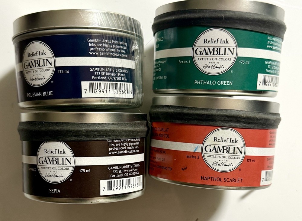 Lot of 4 New Gamblin Relief Inks – 175Ml