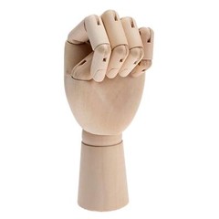 Wooden Hand Model Left Hand 12 inches Natural Wood Color Desk Decoration