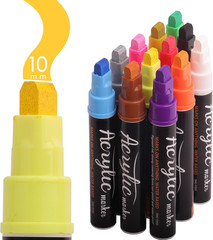 Jumbo 12Colors Markers, Acrylic Paint Pens, 10Mm Felt Tip Jumbo Poster Markers,W