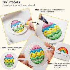 Foam Texture Painting Kit, 76 Pcs 3D Puffy Paint Drawing Set with Canvas & Sp…