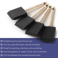 Bates- Foam Paint Brushes, 2 Inch, 16 Pack, Wooden 2 16 Black