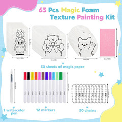 Magic Foam Texture Painting Kit with 63 Pcs: 3D Puffy Paint Art Supplies for DIY