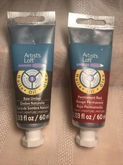 Artist’s Loft Oil Paint 2 Tubes, 2.03 fl. oz. / 60 ml NEW Raw Umber & Perm. Red