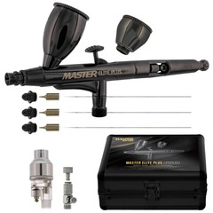 Master Elite Plus Ultimate Airbrush Set, Model 120, Dual-Action, 3 Tip Kit, Case