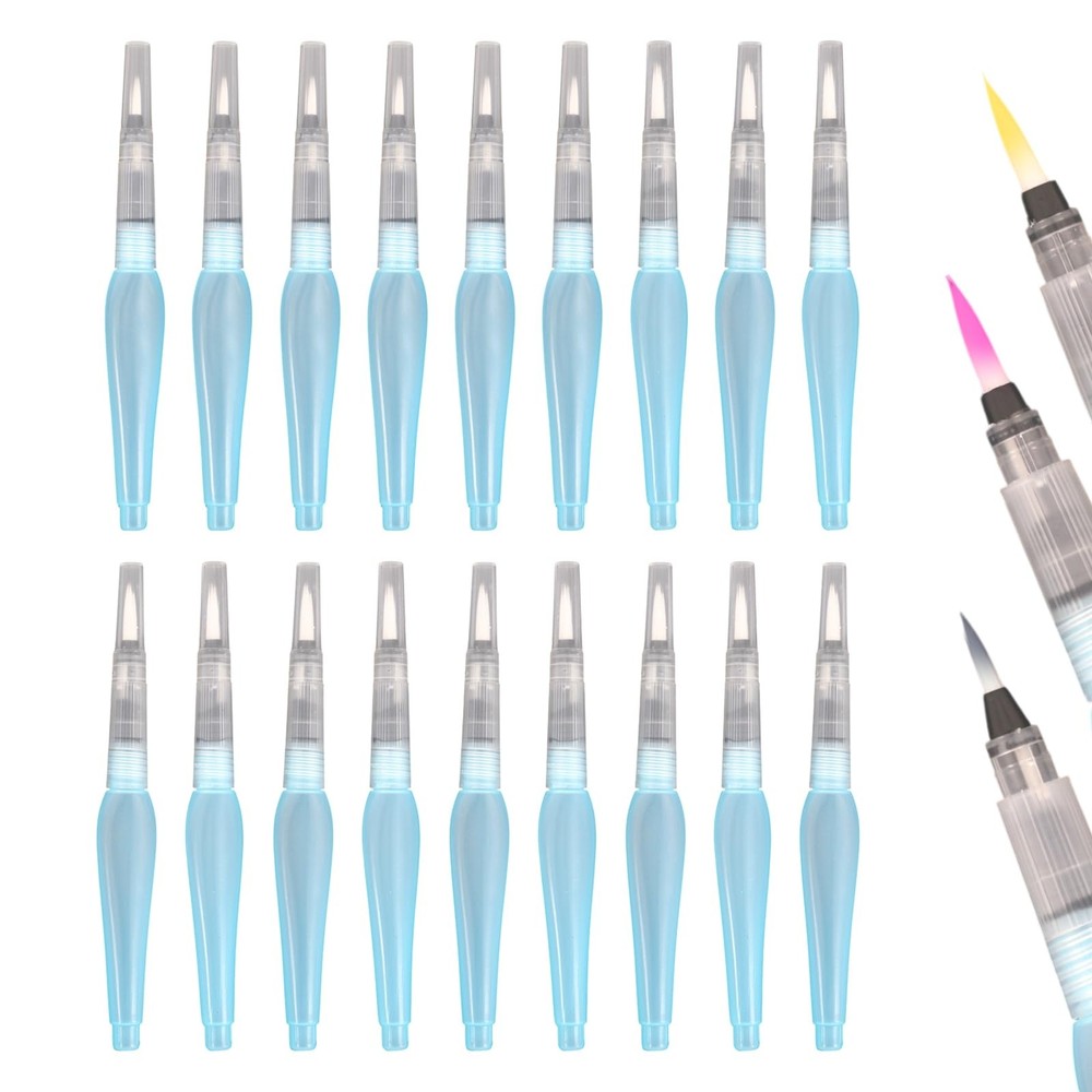 18 PCS Water Brush Pen, Refillable Watercolor 12mm, 14mm, 16mm, Blue