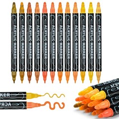 Yellow Orange Dual Tip Acrylic Paint Pens,Adult Artist Acrylic Paint Markers …