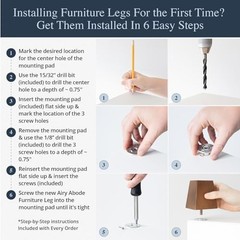 Airy Abode Premium Walnut Square Furniture Legs (Full Install 6 Inches Brown