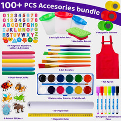 Art Easel for Kids Including 100+ Accessories – Double Sided Adjustable Wooden P