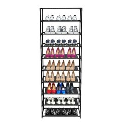 10 Tier Stackable Shoe Rack Storage Shelves – Stainless Steel Frame Holds 50 Pai