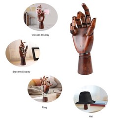 Wooden Hand Model for Artists, Articulated Mannequin Left Hand Figure, 10.2-inch
