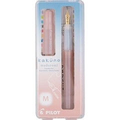 Pilot Kakuno Madoromi Fountain Pen Med Nib Light Pink Barrel Blk Ink Refillable