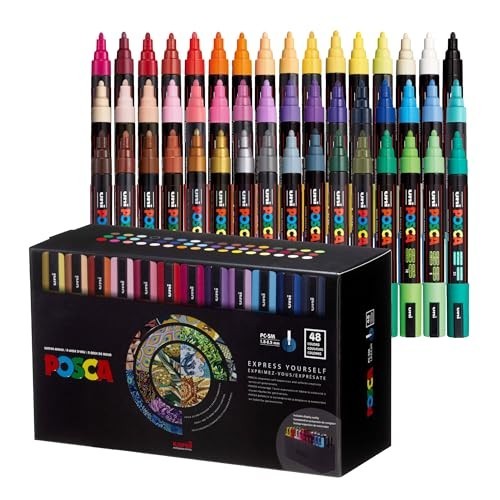 POSCA Water-Based Paint Markers Medium 1.8-2.5mm 48 Pack Art Craft Multi-Surface