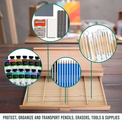 US Art Supply® 2-Drawer Artist Wood Pastel, Pen, Marker Storage Box