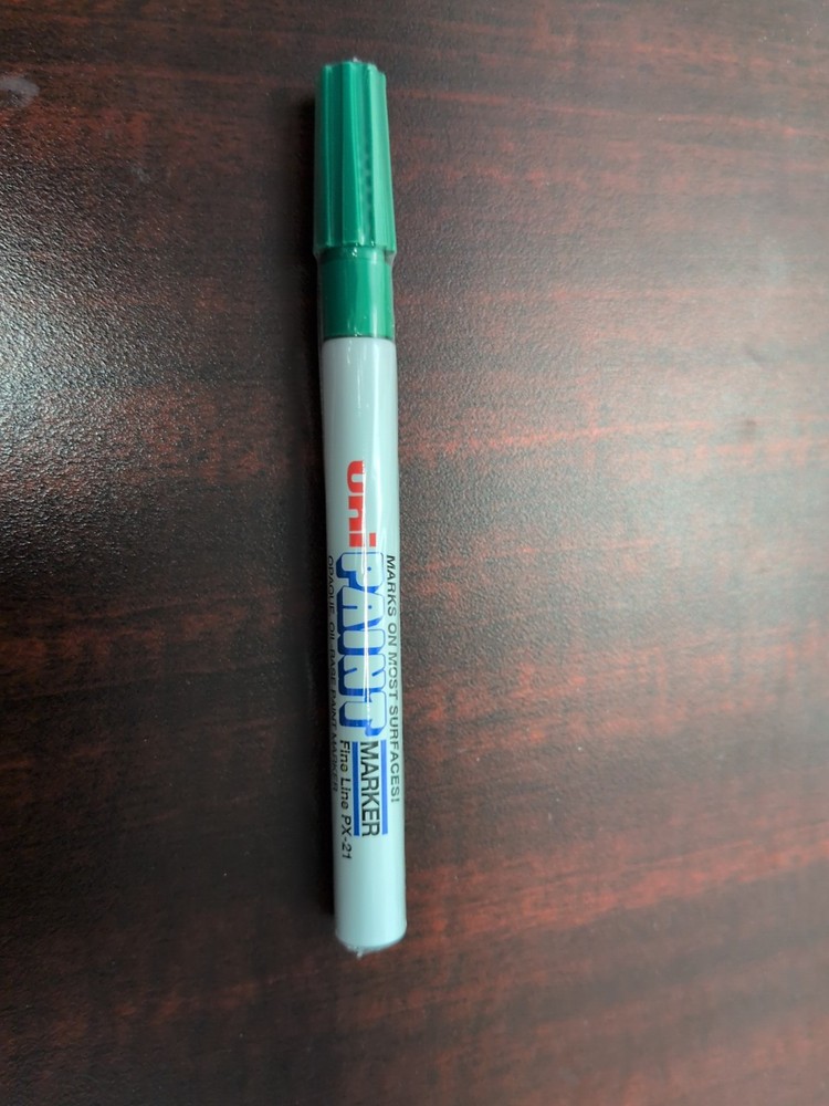 2 ct Uni PX-21 Permanent Oil-Based Fine Pens, Green Paint Marker #63704