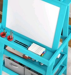 3in1 Kids Wooden Art Easel w/ Paper Roll Double-Sided Chalk&White Board Storage