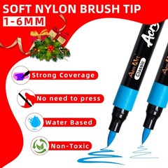 60 Color Brush Tip Acrylic Paint Markers Water Based Art Craft Pens Set