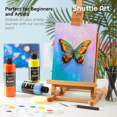 Shuttle Art 18 Colors Acrylic Paint Bottle Set (250Ml/8.45Oz), Rich Pigmented Bu