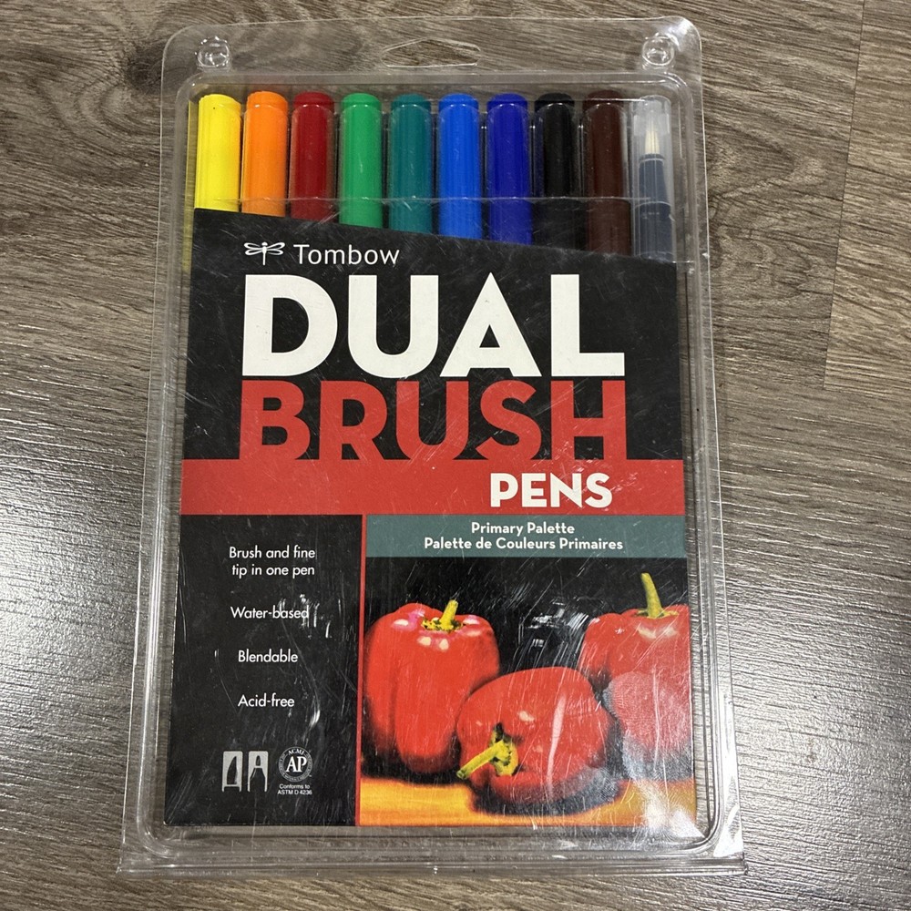 Tombow Professional Dual Brush Pens (9 plus blender pen) Primary Palette 56167