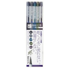 Akashiya Fude Brush Pen Sai Thin Line 5 Colors (TL300/VA)