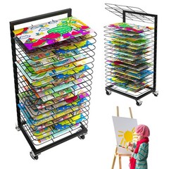 Homelio Art Drying Rack for Painting 18 Removable Shelves(A3) Metal,Mobile Lo…