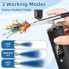 Teodute Cordless Nail Airbrush Kit 48PSI Rechargeable Portable Compressor