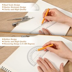 80 PCS Geometry Set – Compass Geometry Tool with Protractor and Compass Set,