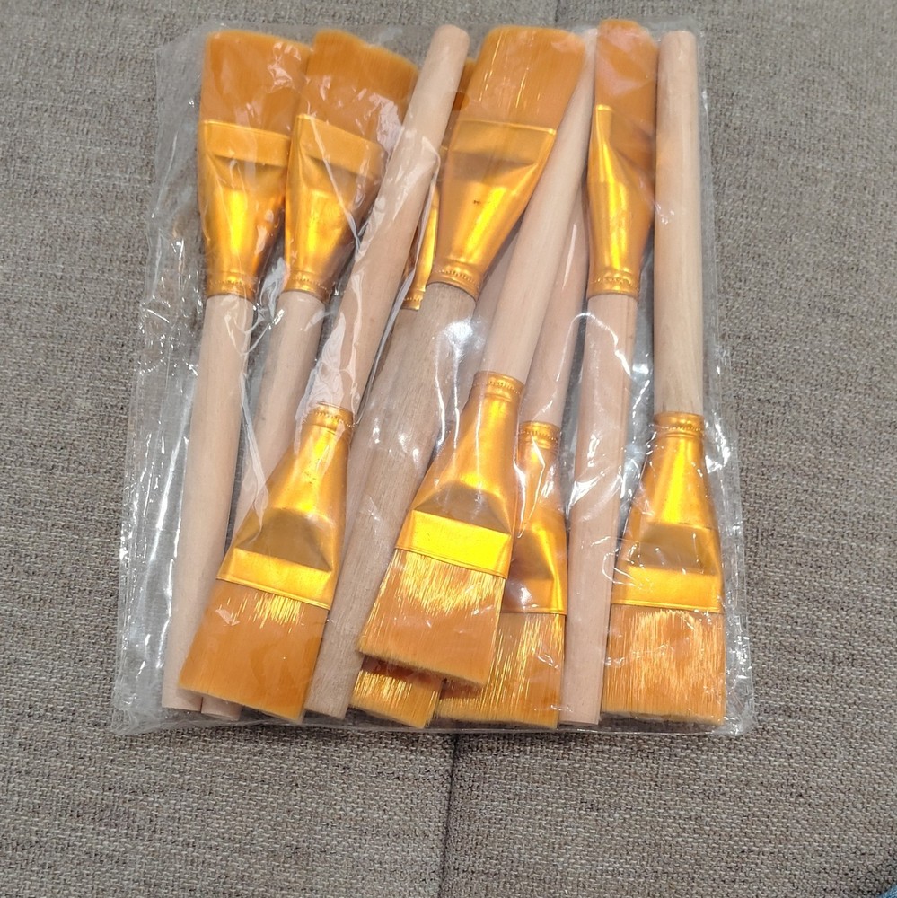 Flat Paint Brush Set, Assorted Sizes, Long Wood Handles