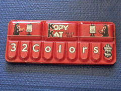 Vintage Kopy Kat Paint Box Tin Mixing Pans Watercolor Set USA 1940-50s