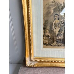 Antique Victorian Lithograph Ornate Gold Gilded Frame 19th Century French Print