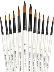 12 PCS Round Paint Brushes Set, Artist Brush for Acrylic Watercolor Oil Painting
