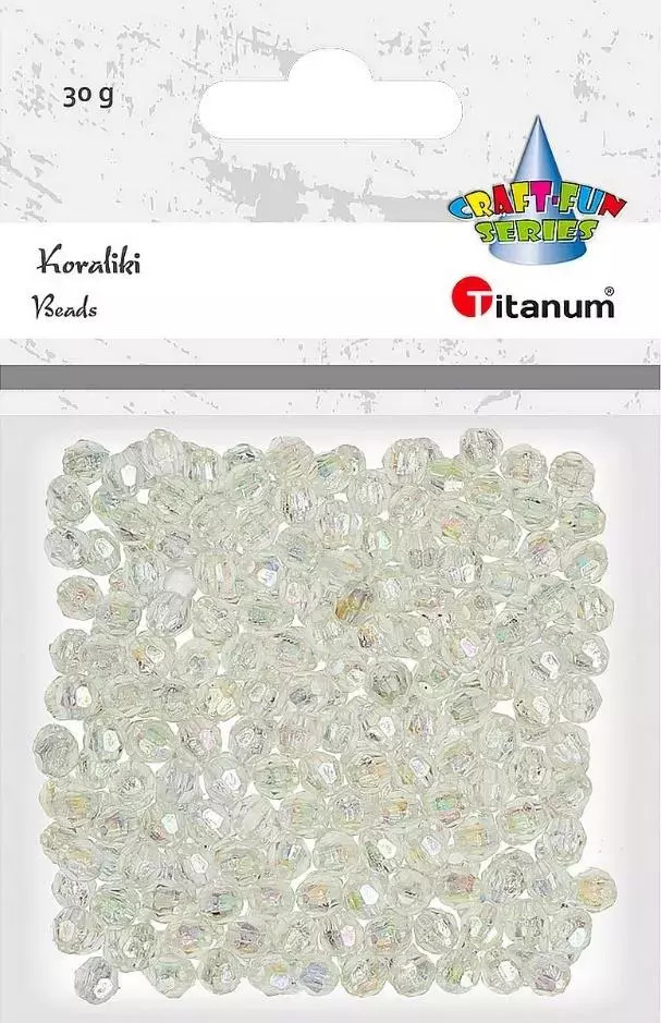 5907437611883 Koraliki plastikowe fasetowane 30g białe Titanum